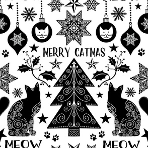 Merry Catmas Scandinavian Folk Art Cat Xmas Pattern 2