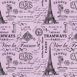 Vintage Paris Ephemera And Calligraphy Pattern 