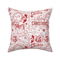 Red White Typographic Christmas Pattern 