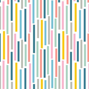 Showers Abstract Geometric Vertical Stripes in Spring Pastels with TRUE WHITE - MEDIUM Scale - UnBlink Studio by Jackie Tahara