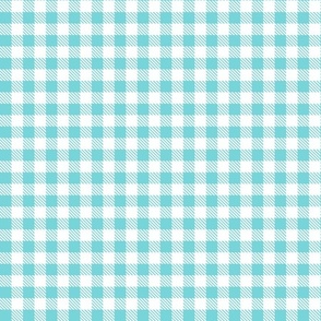 Smaller Scale 1/2" Pool and White Buffalo Plaid Checker Gingham Spoonflower Petal Solids Coordinate Aqua Blue