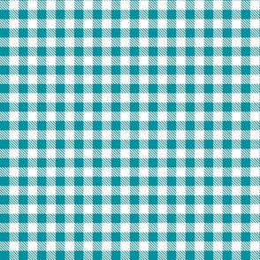 Smaller Scale 1/2" Lagoon and White Buffalo Plaid Checker Gingham Spoonflower Petal Solids Coordinate Turquoise Ocean Blue