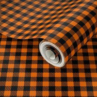 Smaller Scale 1/2" Pumpkin Orange and Black Halloween Buffalo Plaid Checker Gingham 