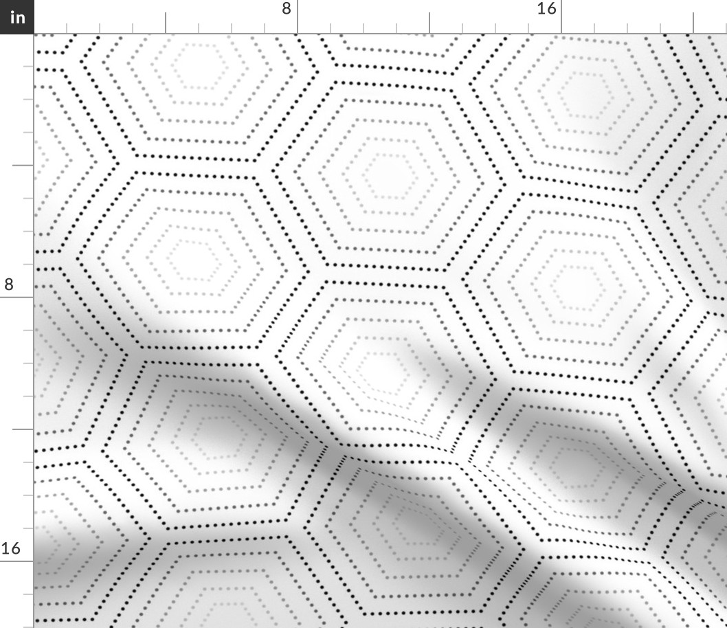 Dotted Hexagons large black gray white