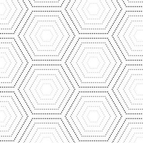 Dotted Hexagons medium black gray white