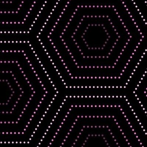 Dotted Hexagons pink on black