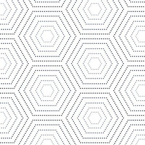 Dotted Hexagons blue and white medium