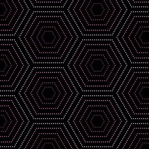 Dotted Hexagons pink on black medium