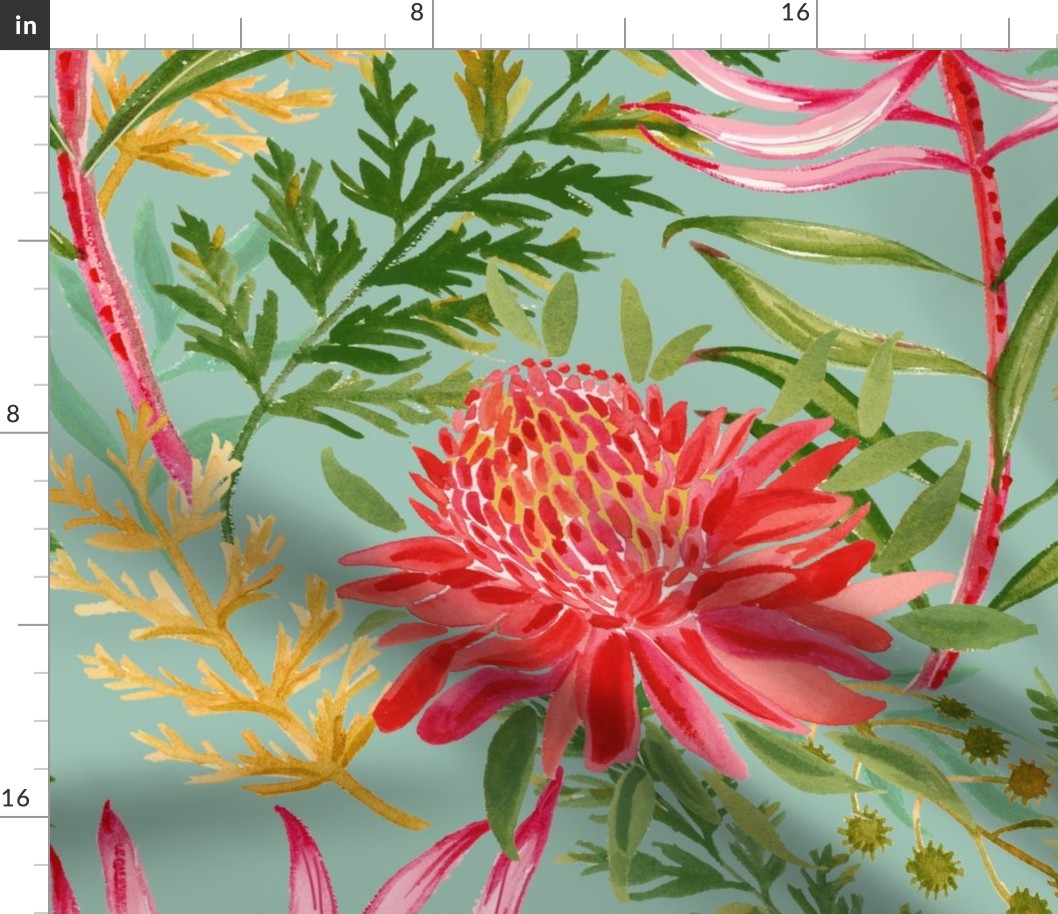 Painted Protea bluegreen large