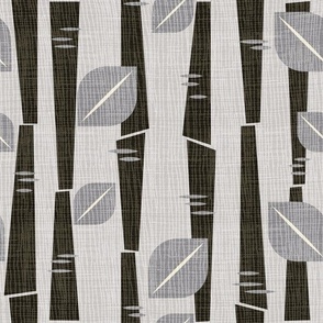 Bamboo Bliss - Black and White Grayscale LARGE