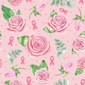 Large Scale Breast Cancer Awareness Pink Ribbons and Roses