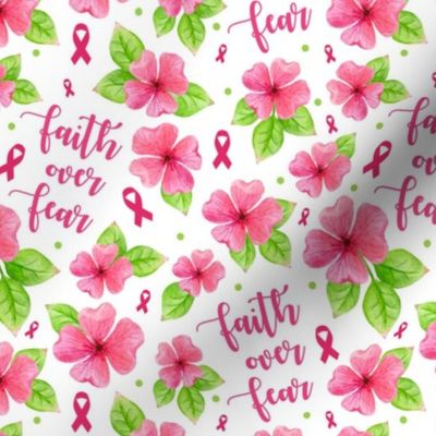 Medium Scale Faith Over Fear Pink Ribbon Breast Cancer Awareness Fighter Survivor