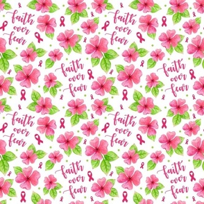 Medium Scale Faith Over Fear Pink Ribbon Breast Cancer Awareness Fighter Survivor