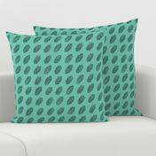 spruce cones in rows - forest on bright mint green