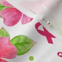 Large Scale Pink Ribbon and Flowers Breast Cancer Awareness Fighter Survivor