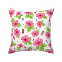 Large Scale Pink Ribbon and Flowers Breast Cancer Awareness Fighter Survivor