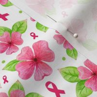 Medium Scale Pink Ribbon and Flowers Breast Cancer Awareness Fighter Survivor
