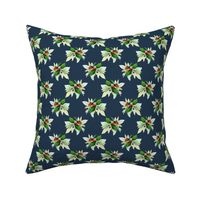 Smaller Scale Holly and Ivy Christmas Holiday Floral on Navy