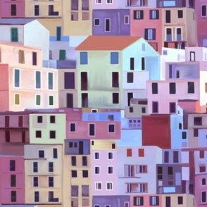 Italian town Amalfi Coast pastels