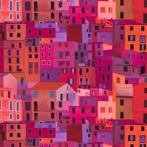 Italian town Amalfi Coast red tones