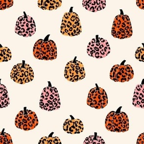 MEDIUM leopard pumpkin fabric - pumpkin fabric, fall, girls autumn cute - brights