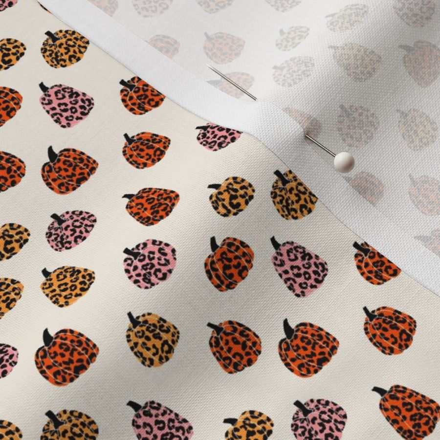 MINI leopard pumpkin fabric - pumpkin fabric, fall, girls autumn cute - brights