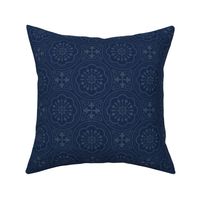 Decorative Victorian style vintage tiles in navy blue - large