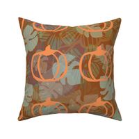 Retro Pumpkins Botanical Nightscape