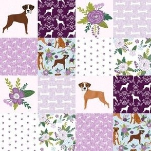 SMALL boxer dog quilt fabric - pet quilt c - purple quilt, boxer dogs