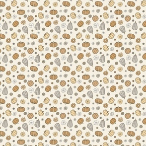 Pumpkin Floral Beige - extra small scale