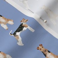 wire fox terrier simple dog breed fabric cerulean