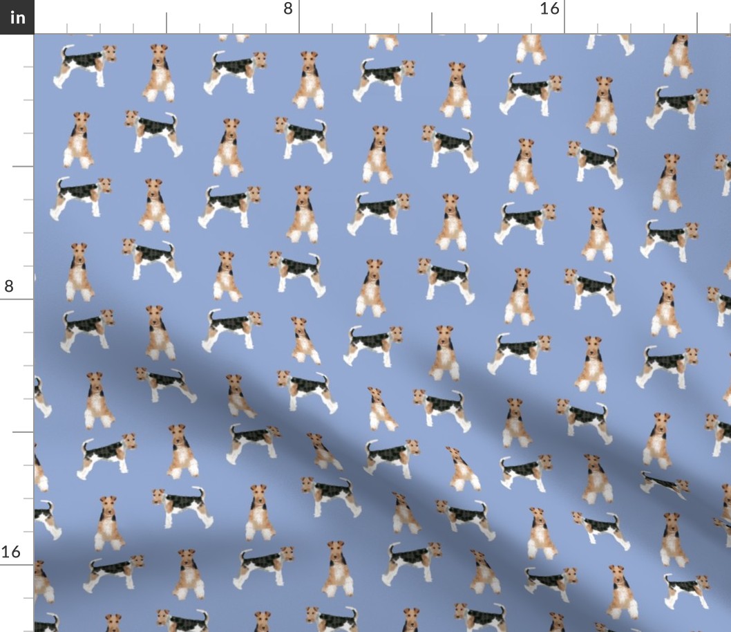 wire fox terrier simple dog breed fabric cerulean