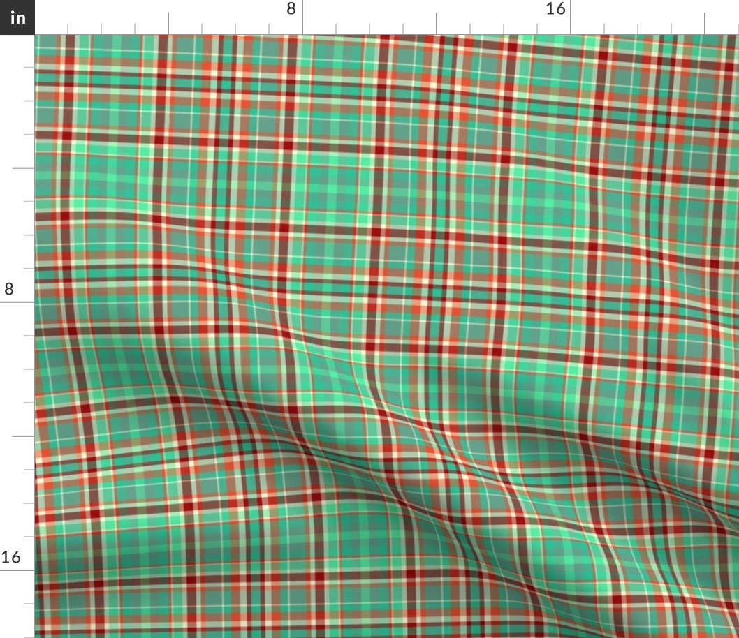 Sea mist Green and Red Plaid
