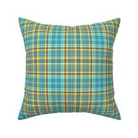 Turquoise Blue Gold and Rust Plaid