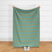 Turquoise Blue Gold and Rust Horizontal Stripe
