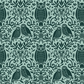 Owl Damask (Green)