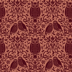 Owl Damask (Rust)
