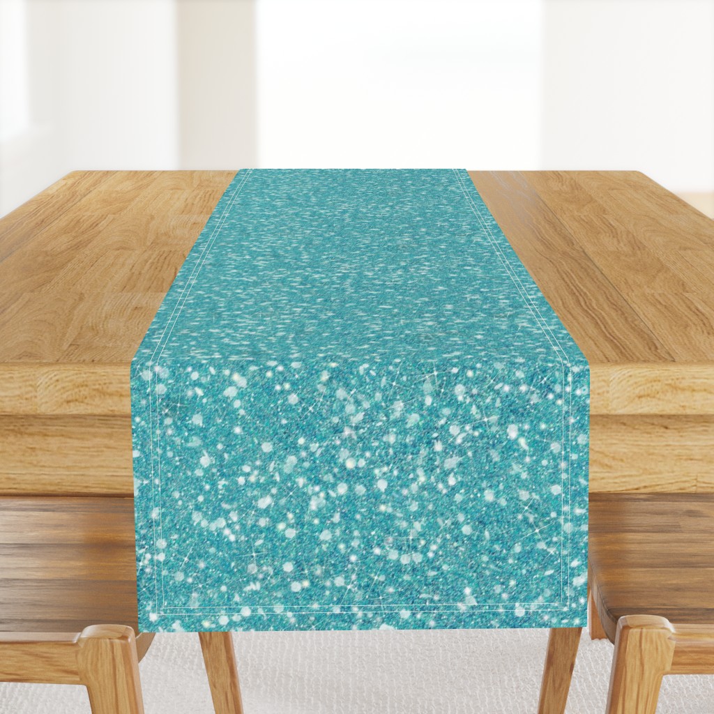 Solid Aqua Blue Faux Glitter -- Glitter Look, Simulated Glitter, Blue Solid Glitter, Aqua Blue Solid Sparkles Print -- 60.42in x 25.00in repeat -- 150dpi (Full Scale) 