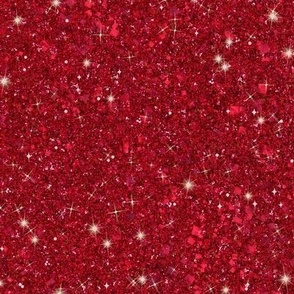 Solid Cherry Candy Red Faux Glitter -- Glitter Look, Simulated Glitter, Christmas Red Glitter Sparkles Print -- 60.42in x 25.00in repeat -- 150dpi   (Full Scale) 