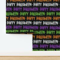 (extra small scale) Happy Halloween - purple green orange on black - C21