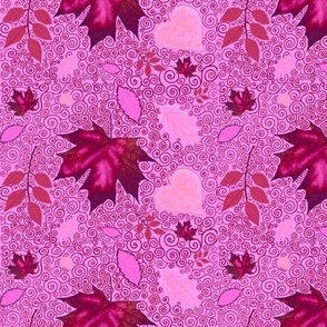 Autumn leaves and spirals pink
