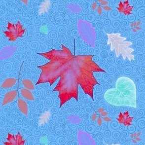 Autumn leaves blue