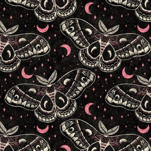 Celestial Cecropia - large - black cream & pink