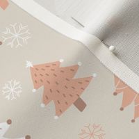 Christmas Trees - Peach, Tan and White - 8" Repeat