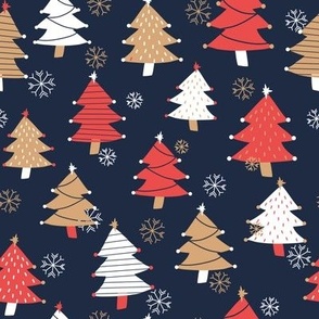 Christmas Trees - Red, White and Blue - 8" Repeat