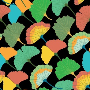 Colorful ginkgo leaves - black