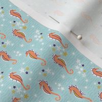 Under the Sea | Ocean Green | Sea Horse & Starfish Repeat Pattern