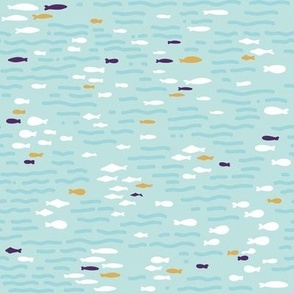 Under the Sea | Baby Ocean Blue | Fish Repeat Pattern