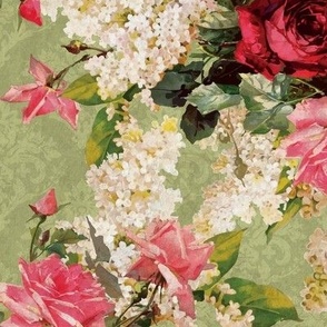 Shabby Chic Damask | Antique Vintage Roses & Florals Seamless Pattern