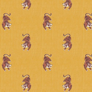 Tigers on gold linen